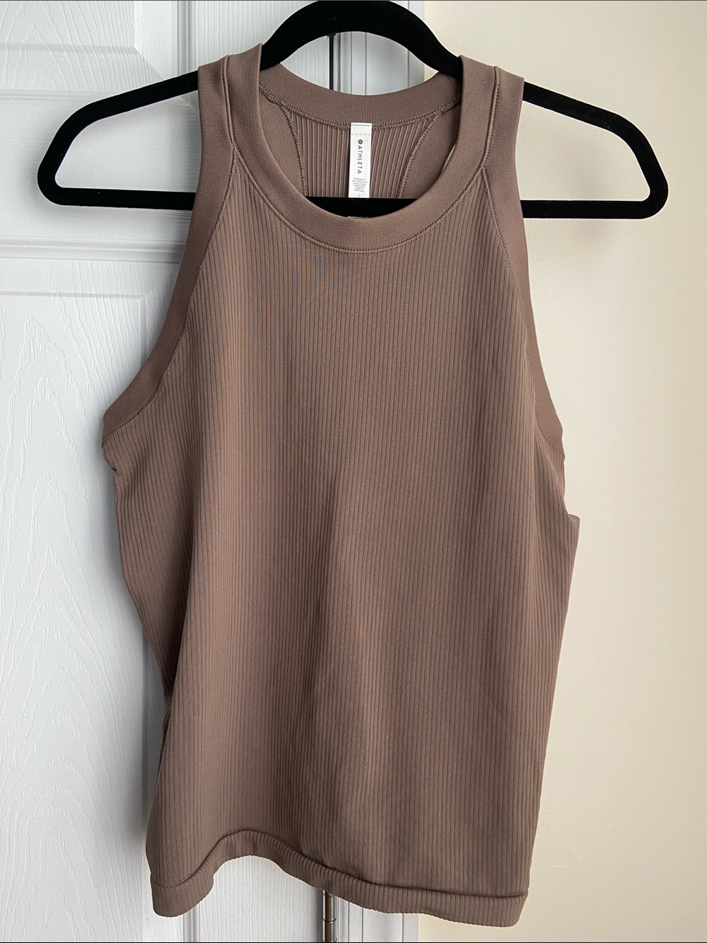 Athleta Chestnut Ribbed High-Neck Tank